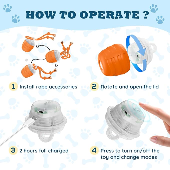 Interactive Dog Toys - Motion Activated Balls for Medium/Large Dogs, Automatic Moving Dogs Toy for Boredom, Interactive Dog Ball to Keep Them Busy(Light Orange)