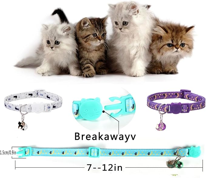 10PC Floral Cat Collar Set with Bells - Breakaway Safety for Kittens and Small Cats (#2)