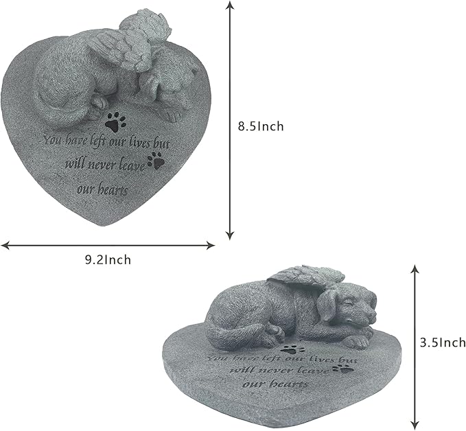 Angel Dog Pet Memorial Stone, Outdoor Decor, Pet Loss Headstone, Memorial Sculpture for Dog Grave Marker