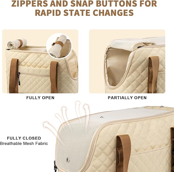 Dog Purse Carrier for Small Dogs, Soft Sided Pet Carrier with Pockets, Foldable Dog Carrier Purse for Puppy, Rabbit, Cat, Washable Breathable Pet Carrier, Dog Carrier Bag for Outdoor Shopping Travel