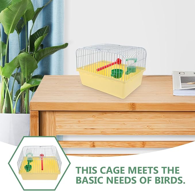 Portable Bird Cage with Waterer Food Box and Perch Lightweight Spacious Travel Bird Carrier for Parakeets Lovebirds 9.25X6.49X6.37 Inch