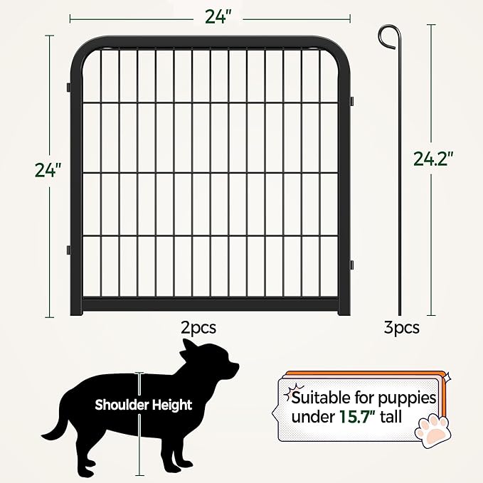 Yaheetech Dog Playpen, 24 inch 4 Panels Dog Pen for Indoor Heavy Duty Puppy Exercise Pen Metal Pet Fence for RV Camping/Yard/Garden
