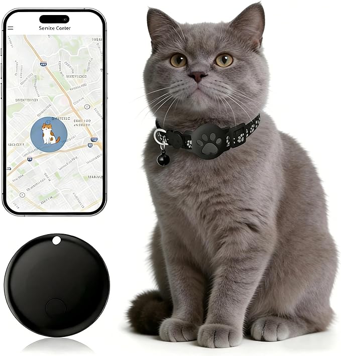 Pet Tracker,GPS Collar for Cats (Android Only) Smart tag,Waterproof Compatible with Google Find My,No Monthly Fee,Advanced Tracking Solution Smart Collar for Pet Safety Ideal Small Large Cats