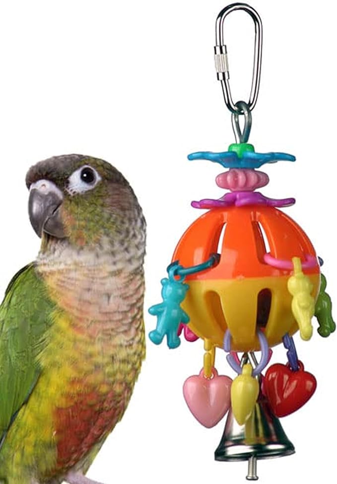 Super Bird Creations SB1086 Having a Ball Bird Toy for for Parrotlets, Parakeets, Cockatiels, Lovebirds, Ringnecks - Multi-Colored Rattle Ball, Cute Charms - Small/Medium Bird Size, 6" x 2" x 2"