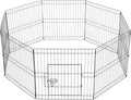 Yaheetech 24 inch 24 Panel Black Heavy Duty Foldable Metal Dog Exercise Pen Portable Cat Duck Chicken Puppy Fence with Door - Outdoor & Indoor