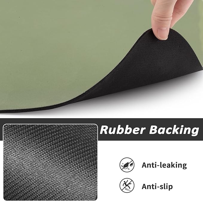 Dog Food Mat - Absorbent Cat Mat for Food and Water, No Stains Pet Feeding Bowl Mat, Easy to Clean Pet Placemats, Quick Dry Dog Water Dispenser Mat for Messy Drinkers | Green 18"x34"