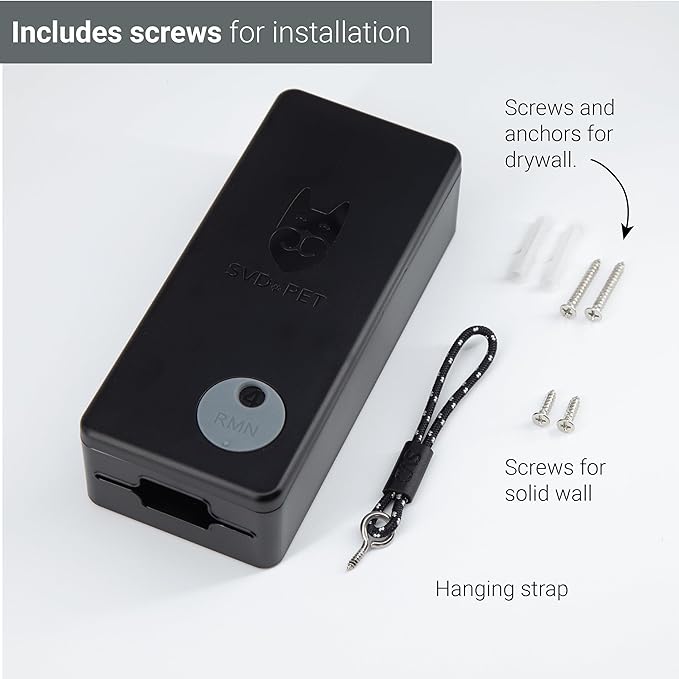 SVD.PET Dog Poop Bag Dispenser, Outdoor or Indoor Pet Waste Bag Dispenser Station, Wall Mount or Hanging with Strap. Easy to Refill Magnetic Cover (Black, Dispenser only)