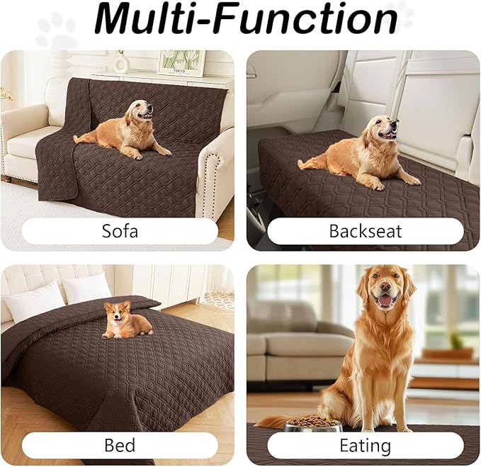 hyha Waterproof Dog Bed Blanket, Soft Pet Blankets, Waterproof Couch Cover for Dogs, Reversible Sofa Covers Washable for Furniture (68x82 Inch, Chocolate/Chocolate)