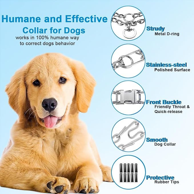 Prong Collar for Dogs, Adjustable Size Dog Training Collar Dog Pinch Collar with Quick Release Buckle for Small Medium Large Dogs(Packed with Two Extra Links)