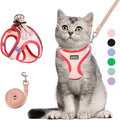 Cat Harness and Leash Set, Soft and Breathable Vest with Reflective Strip, Escape Proof Kitten Harness, Easy to Wear for Cats Walking and Traveling (Pink, S)