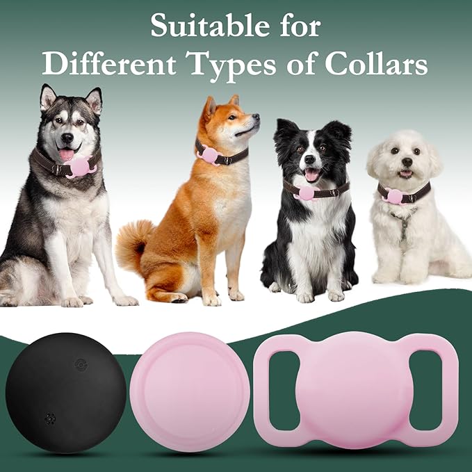 Smart Dog Tracker, Waterproof Pet Location Tracker, MFi Certificated Tracking Device with Collar Holder, No Monthly Fee, Works with Find My,Not GPS Tracker (iOS Only) (Pink)