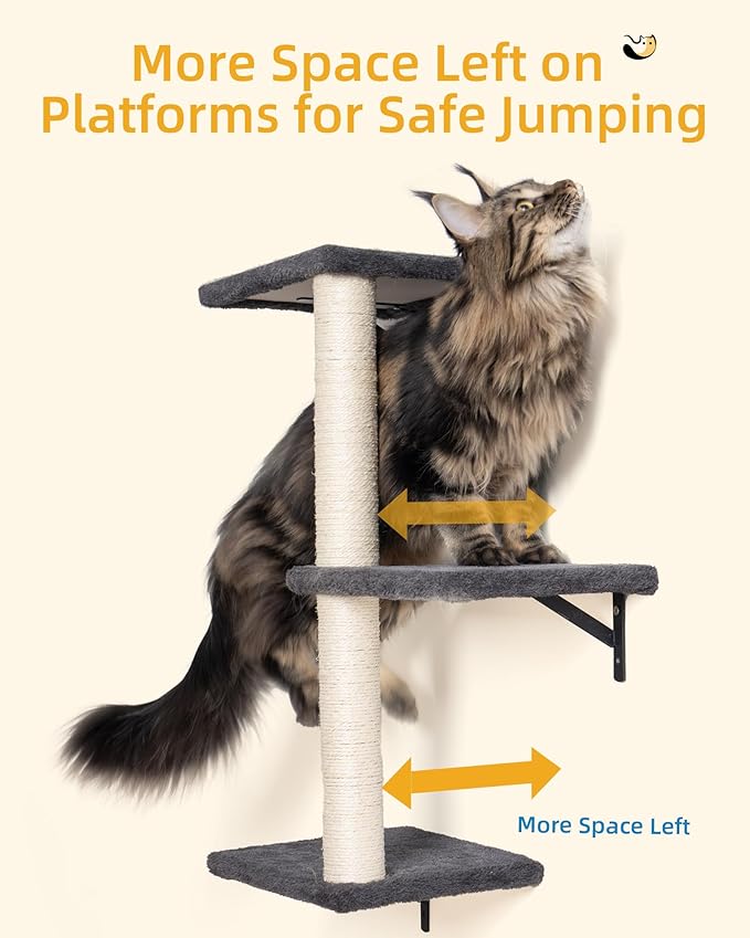 Heavy Duty Cat Wall Shelves for Indoor Cats Large Adult, 17'' Large Hammock and Perch Bed for Wall, 5-in-1 Wall-Mounted Cat Climbing Set for Multi-Room Use