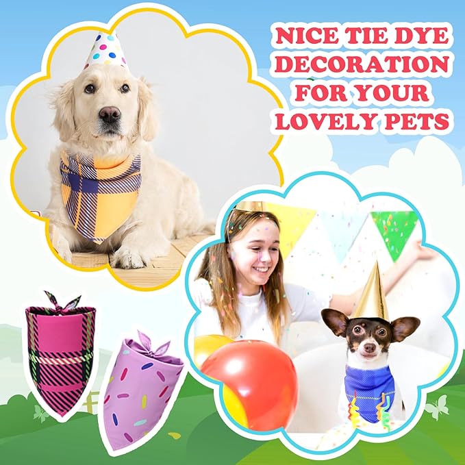 100 Pcs Plaid Dog Bandanas Bulk Pet Bibs Colorful Triangle Scarf Plaid Pet Bandanas for Medium Large Dogs Spring Summer Birthday Costume Decoration