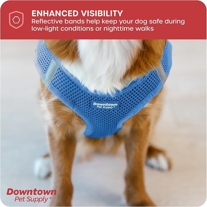Downtown Pet Supply Step in Dog Harness for Small Dogs, X-Small, Cobalt - Adjustable, Reflective Trim, No Pull, Padded Mesh Fabric, Buckle Strap Harness for Dogs