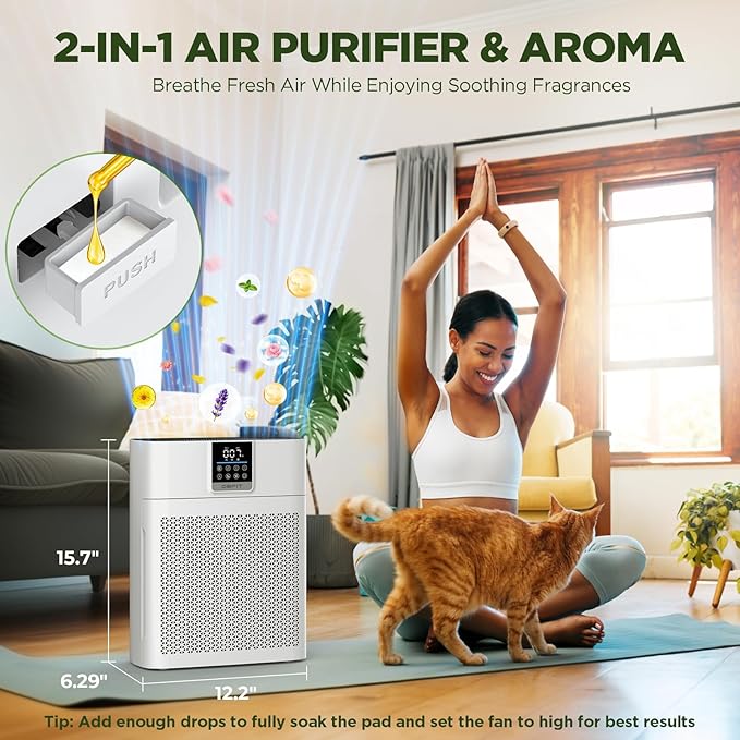 Air Purifiers for Home Large Room up to 2180 Sq Ft, DBFIT HEPA Air Purifier with Washable Nylon Pre-Filter, PM2.5 Air Quality Sensor, Air Cleaner for Pet Hair, Odor, Smoke, Dust, Pollen AP2410