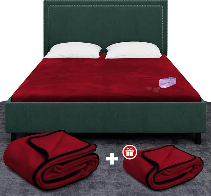 Paw Buddies Waterproof Blanket 80"x90" – Reversible Microfleece Throw for Couples, Pets & Family – Leakproof, Machine Washable Bed & Sofa Protector for Home or Travel