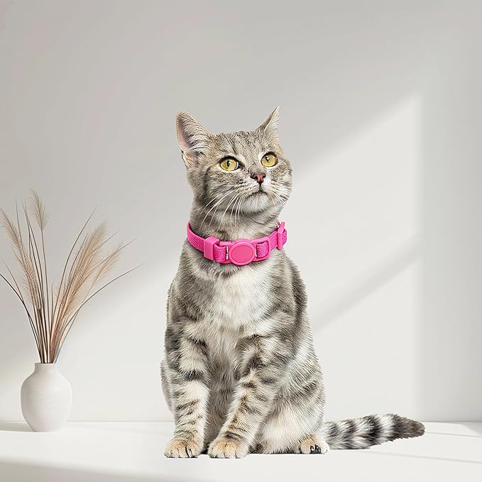 Breakaway Cat Collar with Bell, Safety Buckle Kitten Collar, Elastic Strech Quick Release, Adjustable Lightweight Collars for Girl Boy Cats, Pet Supplies, Accessories, Gifts Rose Red