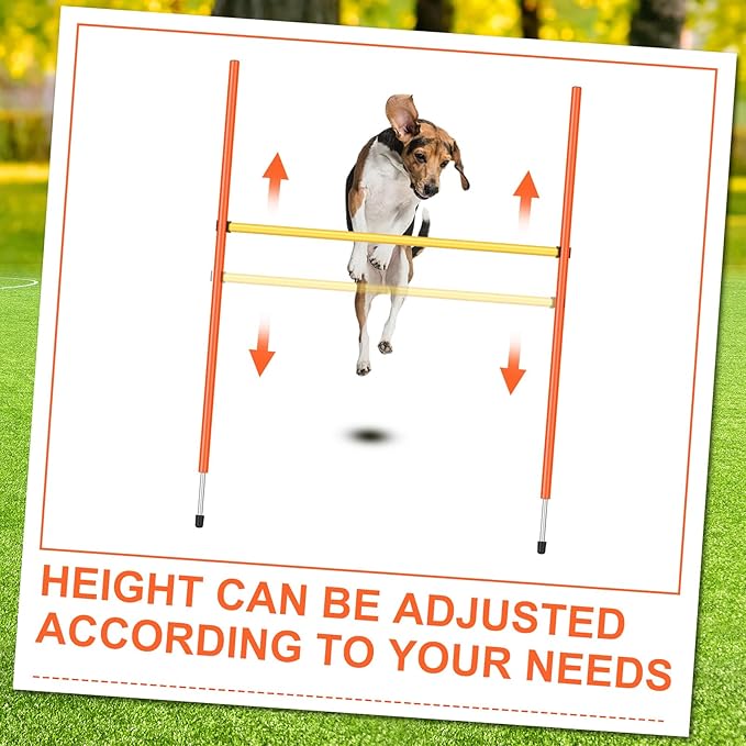 8 Set Dog Agility Jump Adjustable Dog Agility Hurdle Training Equipment Portable Jumper Hurdle Park Indoor Outdoor Exercise Tool 3.44ft High/ 2.95ft Wide(Orange and Yellow)
