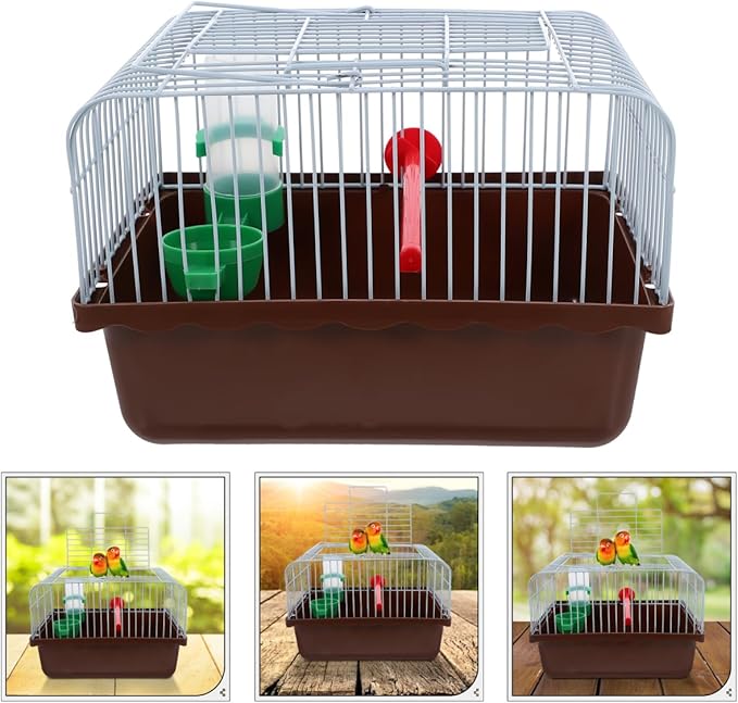 Portable Bird Cage with Perch Food Box and Water Dispenser Spacious Travel Carrier for Parakeet Finch Canary Small Birds 9.29X6.57X6.29 Inches