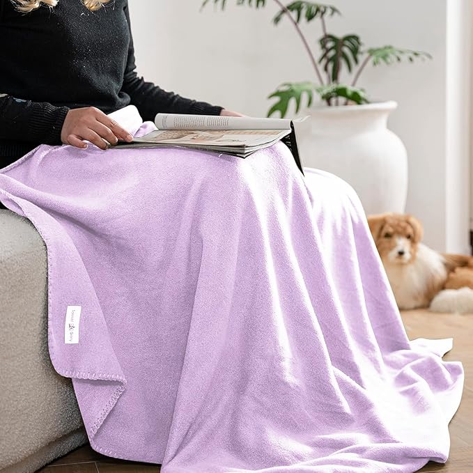 Fleece Throw Blankets Bulk Fleece Blankets Solid Wholesale Lightweight Warm Soft for Pet Bed Sofa Couch Office Wedding Gifts Travel Seasons Lilac 50x60 Inches Pack of 6