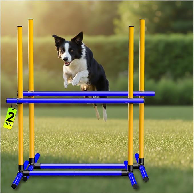 Dog Agility Hurdle Training Set, 2-Sets Jump Bar Equipment for Indoor & Outdoor Backyard Exercise