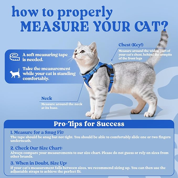 rabbitgoo Cat Harness and Leash for Walking, Escape Proof Soft Adjustable Vest Harnesses for Cats, Easy Control Breathable Reflective Strips Jacket, Navy Blue, XS