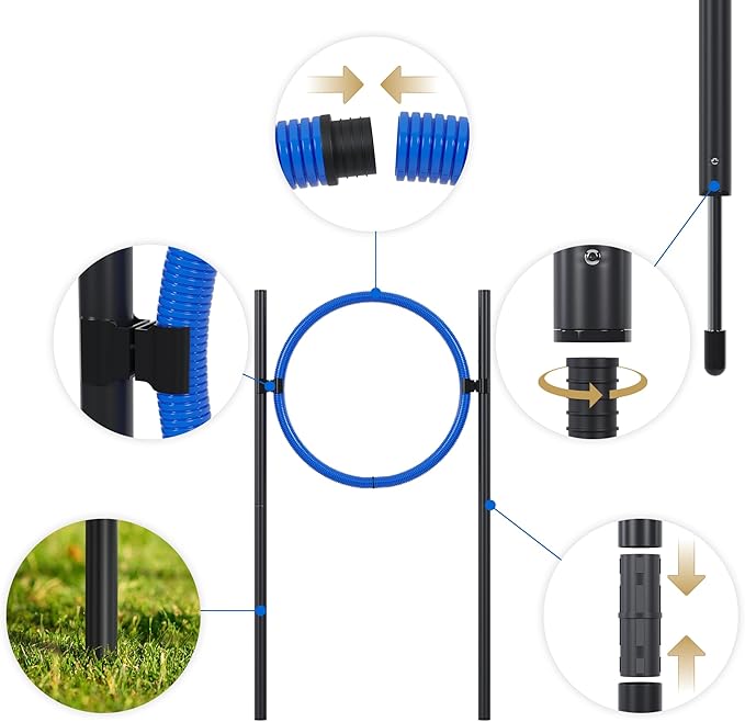 Dog Agility Course Backyard Set Complete Dog Agility Equipment with Cones, Carry Bag, Tunnels for Dogs, Jump Ring - Pet Training Playground, Dogs Obstacle Course Backyard for Indoor Outdoor