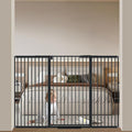 40.55" Tall, 53.74-61.61 Inch Wide, 1.37" Ultra Narrow Spacing Dog Pet Baby Gate Indoor for Doorway Hallway, Pressure Mounted 54 55 56 57 58 59 60 61 Inches Wide Black