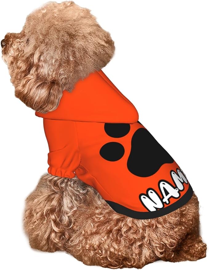 Custom Dog Hoodie Soft Add Your Own Personalized Photo Text Name Logo Dog Clothes for Puppy Sweatshirt Hooded for Small Medium Large Dogs Girl/Boy Cats OrangeRed