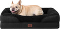 EHEYCIGA Orthopedic Dog Bed for Medium Dog, 30x20x6.5 Inch Memory Foam Dog Couch Bed with Sides, Waterproof Liner & Washable Removable Cover, Bolster Pet Sofa, Black