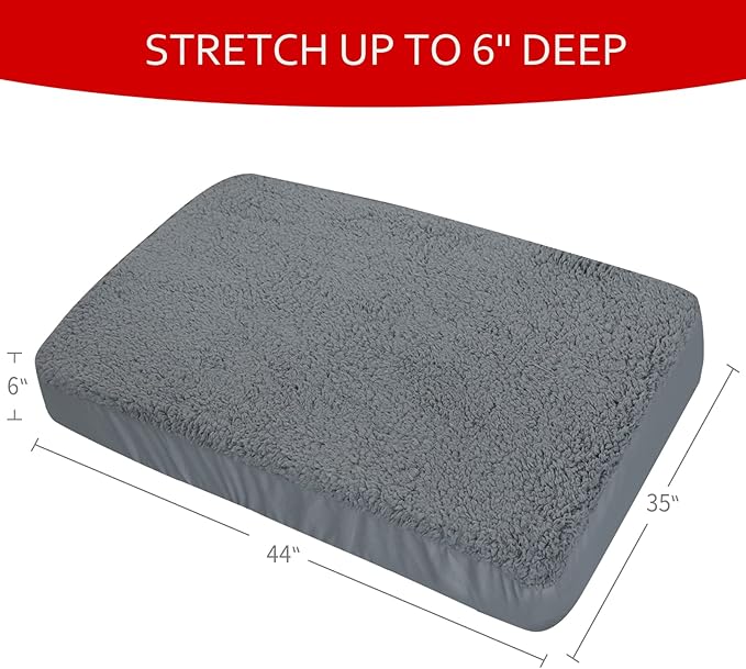 Dog Bed Covers 2 Pack Soft Plush Replacement Washable, Waterproof Pet Mattress Bed Liner Grey 44x35 Inches, for Dog/Cat, Cover Only