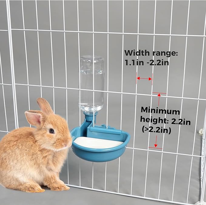 VANNON 16oz Pet Water Bottle, Gravity Dog Water Bowl Dispenser for Cage, Anti-Overflow Water Dispenser for Small Dogs, Cats, Rabbits and Other Small Animals, BPA Free, Blue