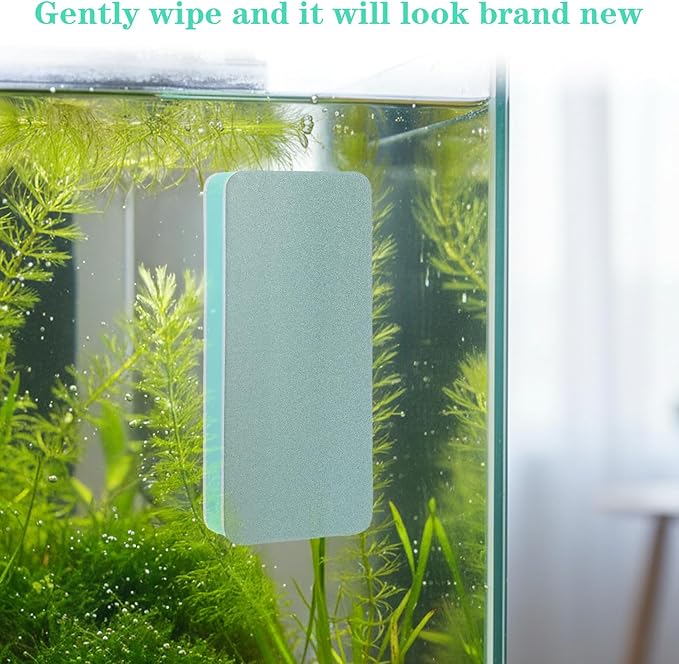 3Pack Aquarium Double Sided Sponge Brush, Aquarium Glass Cleaner Sponge, Algae Scrubber Pad for Glass Aquariums, Dual Sided Surface Buildew Remover, Aquariums Cleaning Tools (3.5"x1.54"x0.51")