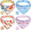 PAWCHIE Easter Dog Bandanas 4 Pack, Reversible Dog Party Triangle Scarf Bibs, Pet Holiday Costume with Adjustable Snaps, Multiple Christmas-Themed Patterns for Medium Dogs Puppy,Cats Pets,S