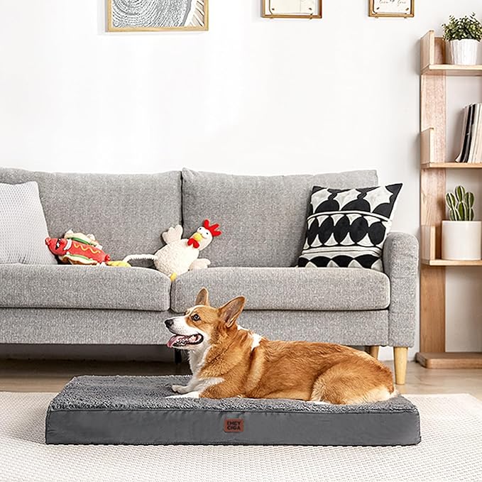 EHEYCIGA Orthopedic Medium Dog Beds for Small Dogs with Removable Washable Cover for Crate, Grey, 30x20