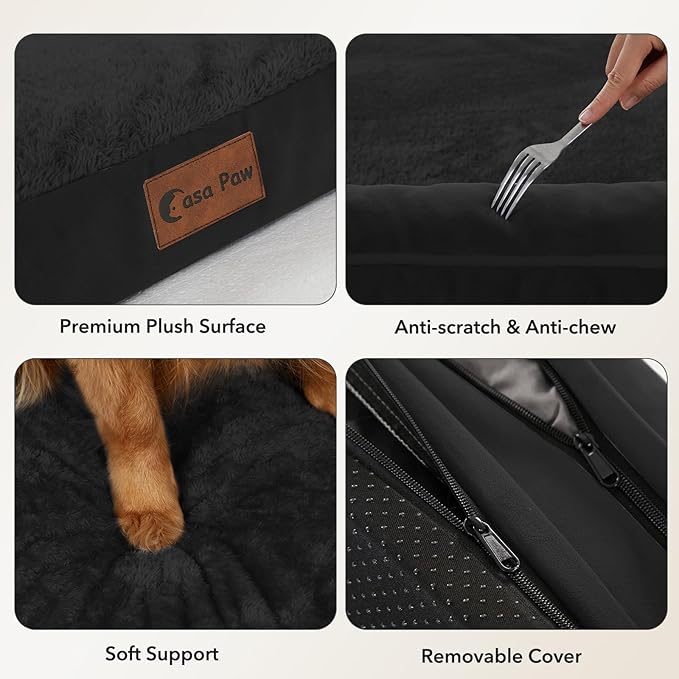 Orthopedic Dog Beds for Large Sized Dogs, Waterproof Egg Crate Foam Medium Dog Couch Beds for Crate 35x22Inch, Washable Pet Beds with Removable Cover and Nonskid Bottom, Black