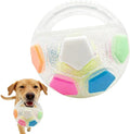 Dog Calming Ball with Handle, Interactive Ball for Playing with Pet Dogs, Interactive Soccer Toy with Squeaking Tennis Ball Inside, for Water Play, Training & Outdoor Games (White)