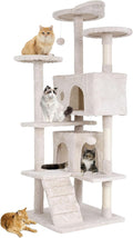 Cat Tree for Indoor Cats, Multi-Level Cat Tower with Scratching Posts & Cozy Condo, Space Saving Cat Activity Center, Durable Pet Play House (54in,Beige)