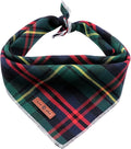 Lionet Paws Christmas Dog Bandana Washable Cotton Handkerchief Scarf Triangle Green Bandanas for Small Medium Dogs Girl Boy