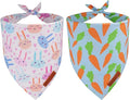 ADOGGYGO Easter Dog Bandanas 2 Pack, Reversible Bunny Carrot Print Puppy Scarf, Premium Fabric, Adjustable Fit Easter Bandana for Medium Large Dogs (Large)