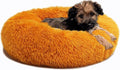 Calming Donut Dogs Beds for Small Dogs Washable,19inch Fluffy Round Puppy Bed for Puppies,Cats & Toy Breeds with Raised Rim,Fits up to 15 lbs Pets,Orange