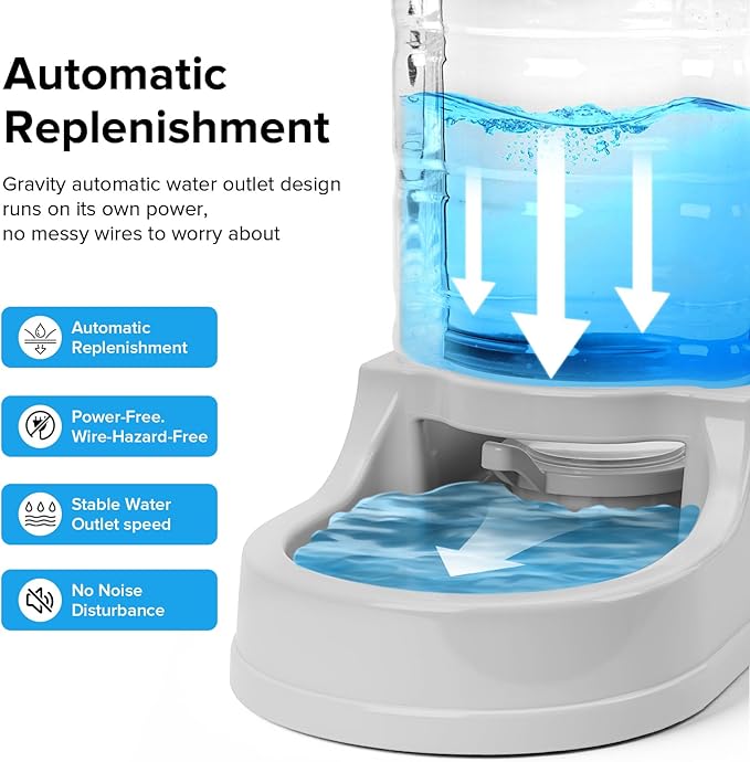 Kenond 2.5 Gallon Automatic Dog Water Dispenser, Gravity Water Bowl for Dogs, 9.5L Large Dog Water Bowl Dispenser, Suitable for Indoor/Outdoor Pet Dogs