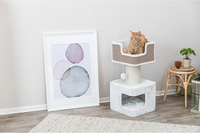 Trixie Ava Cat Tree – Cat Tower with Condo & Thick Scratching Post, Includes Removable Cushions – Indoor Cat Furniture for Scratching & Climbing – Brown, 16.5" x 16.5" x 33.9"