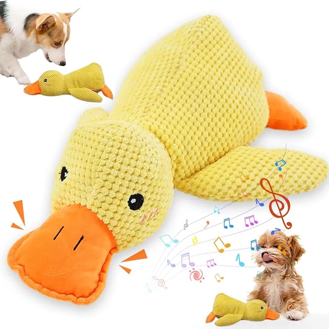 2025 Upgraded Dog Toys, New Durable Calming Duck Toys, Dog Toys for Aggressive Chewers with Soft Squeaker, Fun for Indoor Puppies and Senior Pups (Yellow, XL-14.9 * 17.7in)