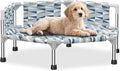 Elevated Dog Bed with Guardrail, Cooling Outdoor Pet Cot with 3-Sided Fence，Raised Dog Cot with 6-Metal Frame (Small)