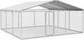 15'x15' Large Outdoor Dog Kennel, Heavy Duty Dog Enclosure with Roof, Weather Resistant Cover and Security Lock(183"x183")
