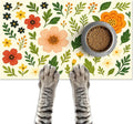 Trendy Flower Pattern Pet Feeding Mat Spill-Proof Feood Pad for Food and Water Bowls Non-Slip Placemat for Pet Areas Easy Clean Fast Dry Mat for Cats Kittens & Small Dogs 20" x 12"