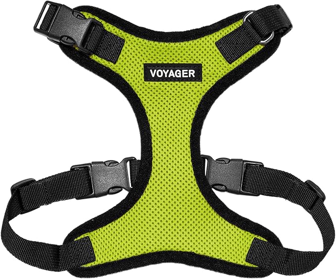 Voyager Step-in Pet Harness - All Weather Mesh, Adjustable Step in Harness for Cats and Dogs by Best Pet Supplies - Lime Green/Black Trim, XS