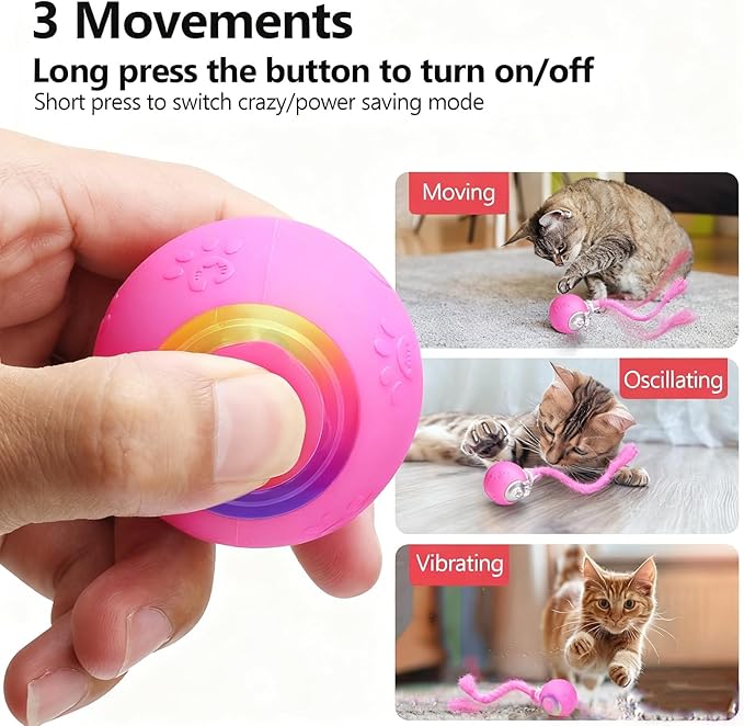 FUNNYDUCK Speed 2.0 Tail Interactive Cat Toy – Motion-Activated Rolling Ball with Chirping Sounds, USB Rechargeable Smart Ball Toy for Indoor Cats & Kittens, Enrichment & Exercise