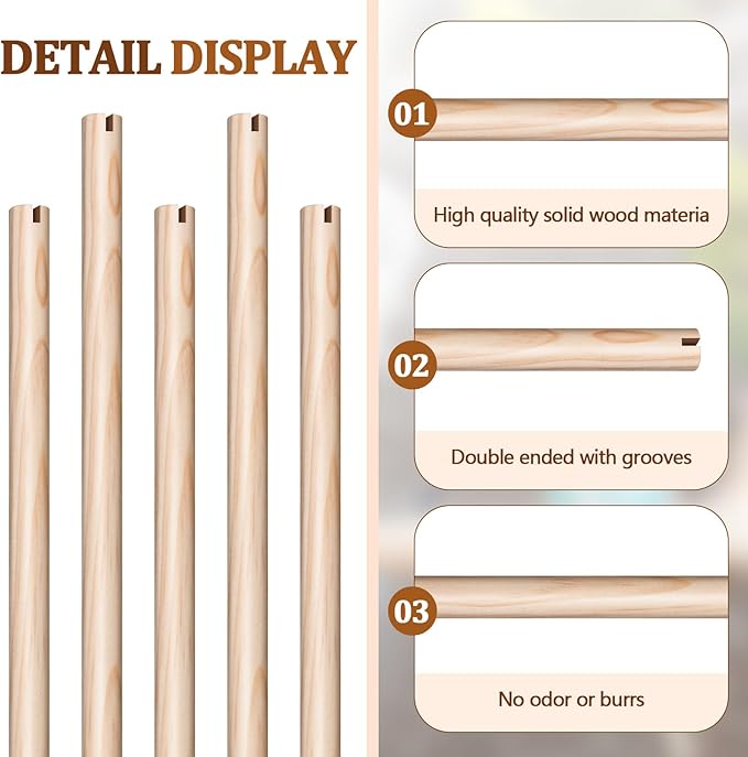 Sintuff 8 Pcs Bird Perches for Cage Accessories, Wooden Perch Rods Replacement with Double Head Slots, 0.6 Inch Diameter Natural Wood Stand for Parrot Macaw Cockatoo Parakeet(24 Inches)